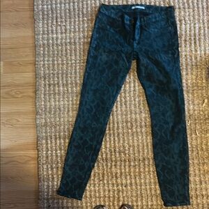 Teal snake skin print Skinny Jeans with Tapered Leg Design